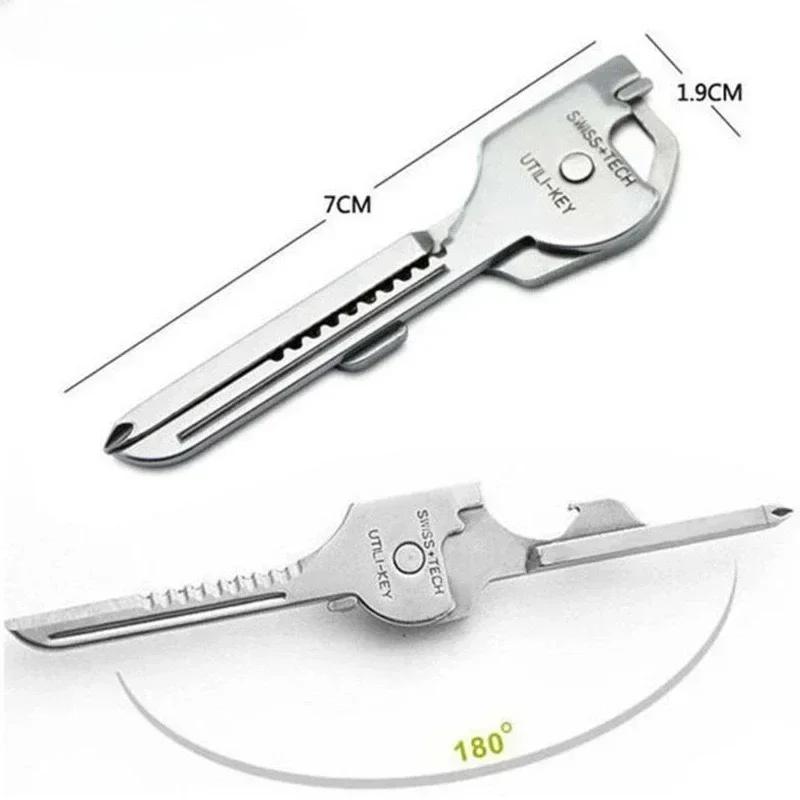 6 in 1 Nützliches Multifunktionsmesser Praktischer Swiss Tech Utili Key Outdoor Schraubendreher Flaschenöffner Schlüsselanhänger Camping Wandern Werkzeuge