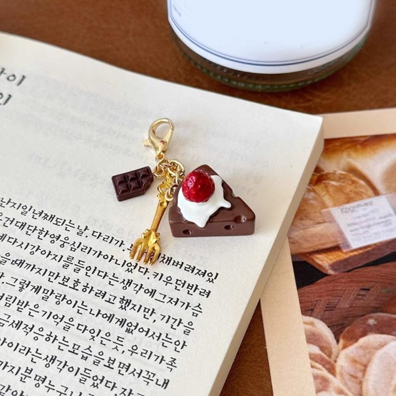 Zartes Simuliertes Essen Handy Anhänger Charm Kaffee Kuchen Schlüsselanhänger Harz Spielzeug Tasche Zubehör Geschenktaschen Dekoration für Frauen