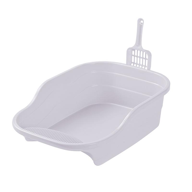 Туалет для кошек большой высоты, дезодорирующий, кошачий туалет с защитой от брызг, с лопаткой для кошачьего наполнителя, открытый туалет для кошек, зоотовары Large серый