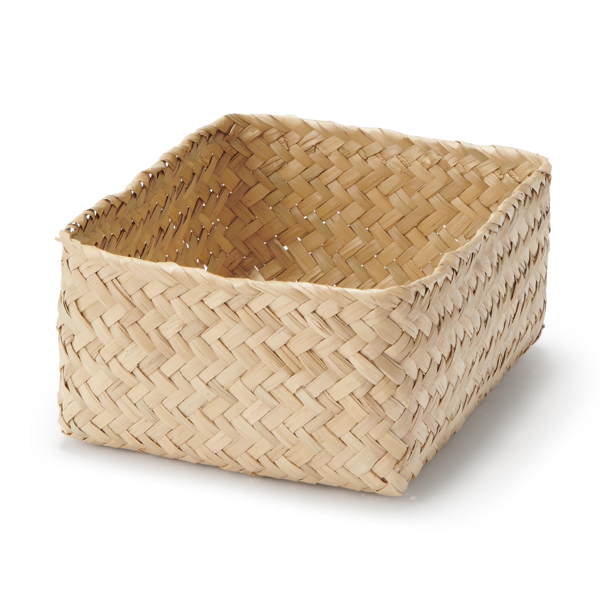 MUJI Seagrass Wickerwork Organizer Wide x 15cm Deep x 7cm 83411916 Basket, Small, Rectangular, Approx. 12.5cm High, бежевый