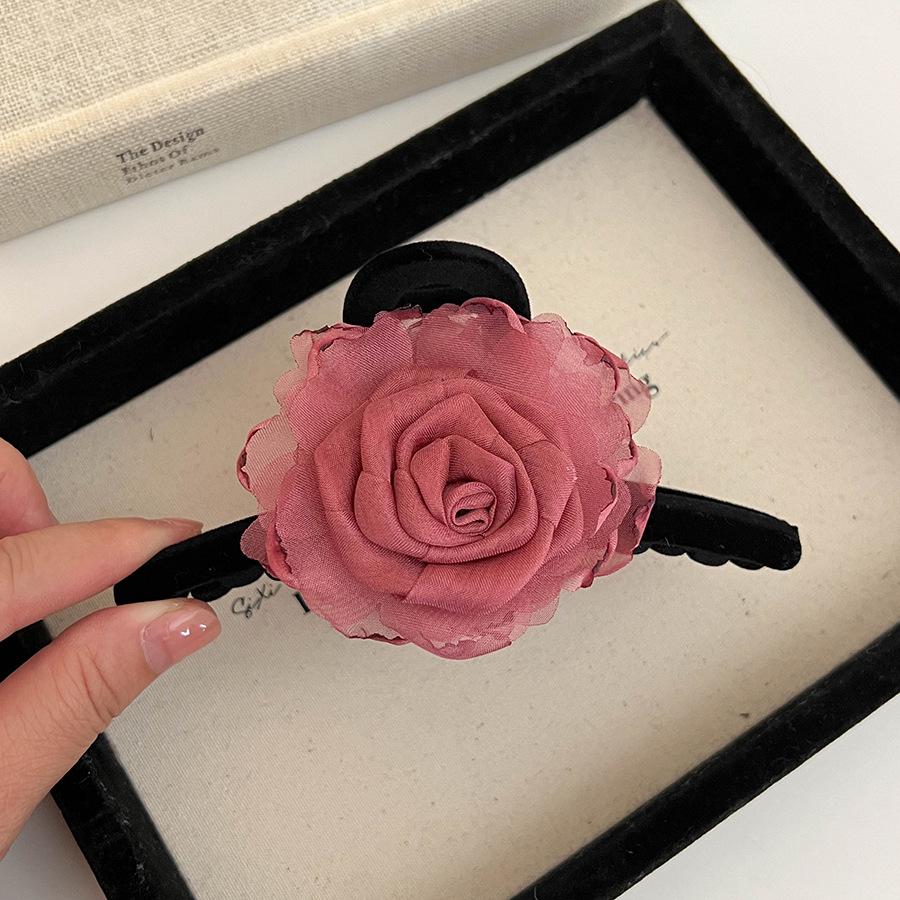 Elegant Rose Shark Clip: Stylish Chinese-Inspired Hair Accessory for Buns