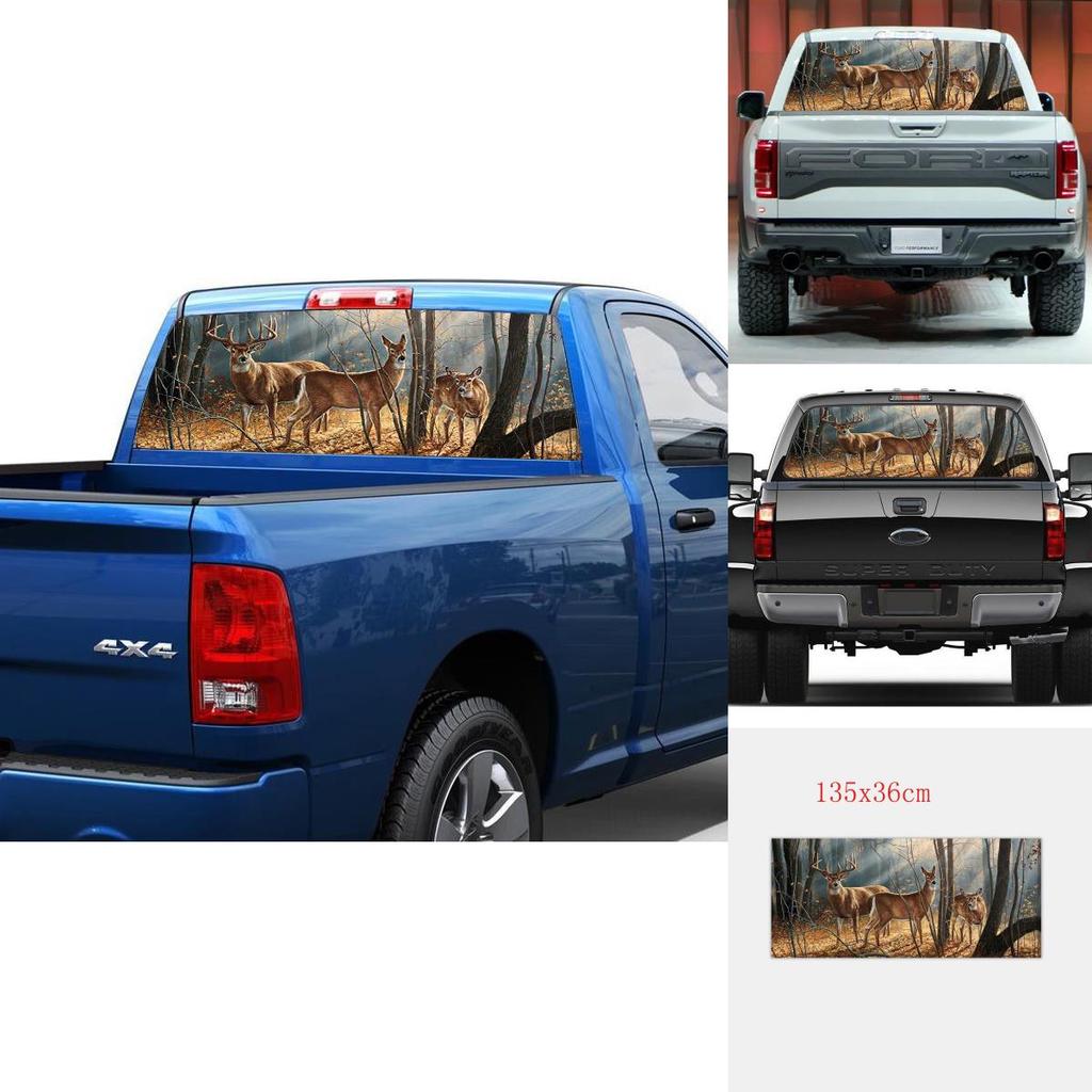 Premium Quality Deers Wildlife Scene Rear Window Graphic Decal For Truck Suv Van Car
