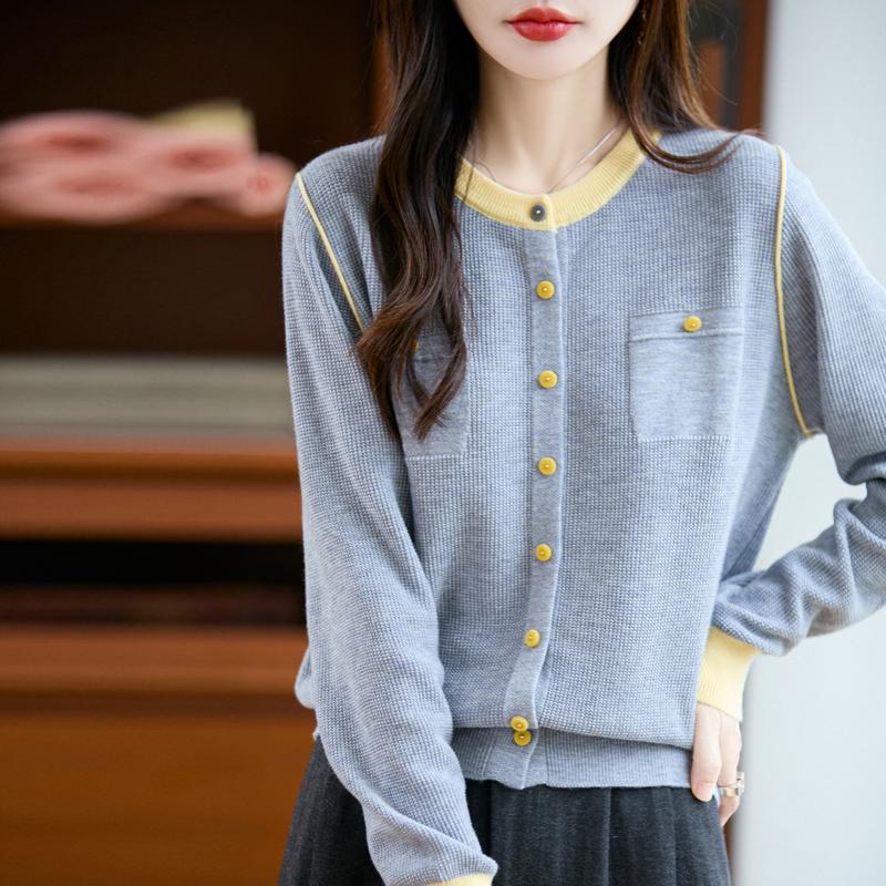 QingHe Cashmere Women's 30% Cashmere Cardigan - Soft & Warm Wool Blend Sweater