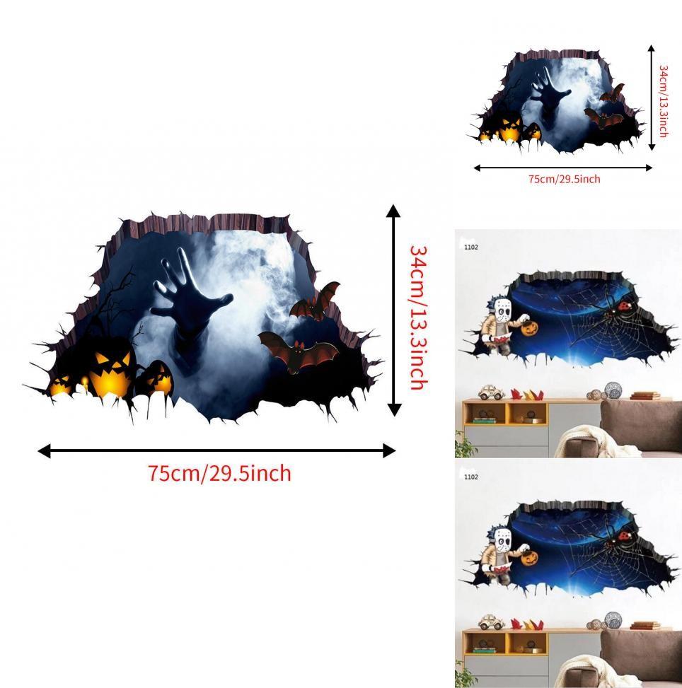 Horror 3D Wanddeko für Halloween Spukhausdeko Wasserdichtes PVC für Esszimmer