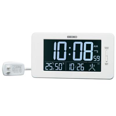 Clock Desk Clock Alarm Clock Radio Controlled Digital AC Powered Display Switching Temperature and Humidity Display White Body X 23 X Cm DL216W