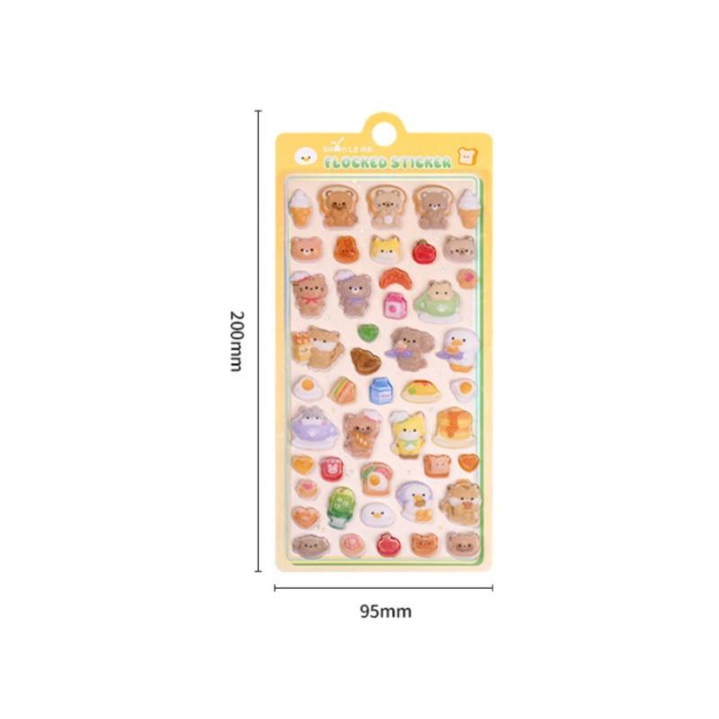 

1Pcs Kawaii 3D Flocking Animal Stickers Embossed Cartoon Stickers for Phone Case Scrapbooking DIY Craft School Stationery