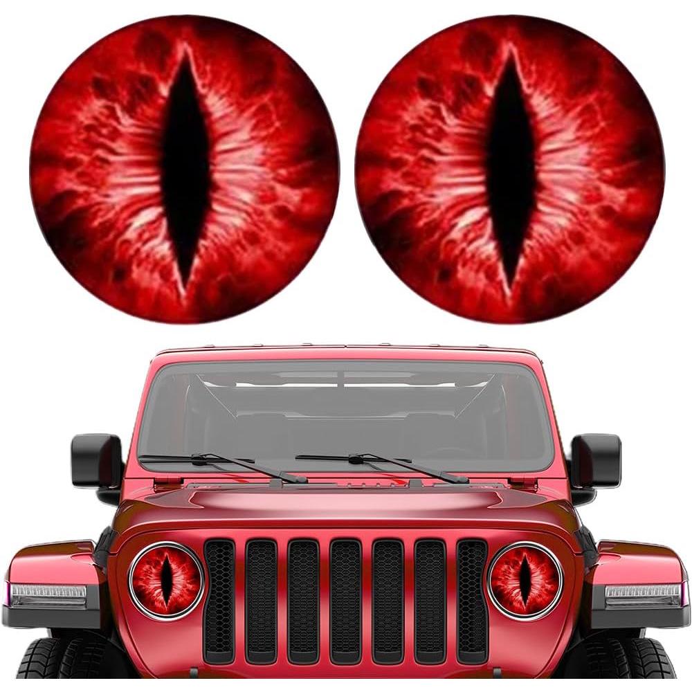 3D Beast Eyes Headlight Stickers for Jeep - Fun Universal Car Decals