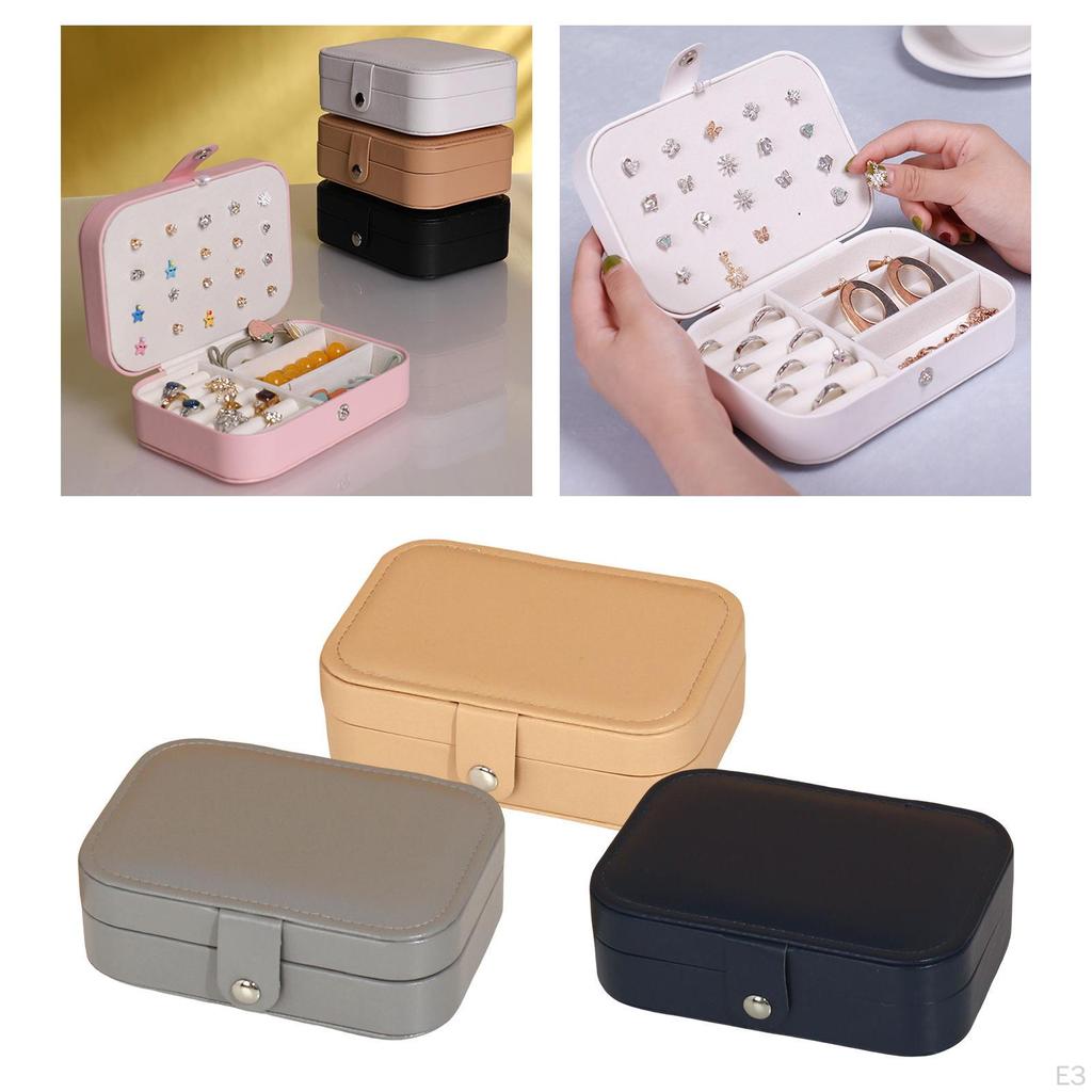 Jewelry Box Organizer, Double Layer for Travel Storage Case Earrings Rings Women