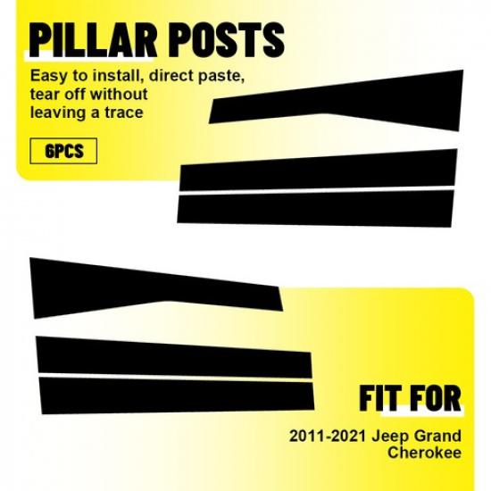 For 2011- Jeep Grand Cherokee Window Pillar Posts Door Trim Black Cover