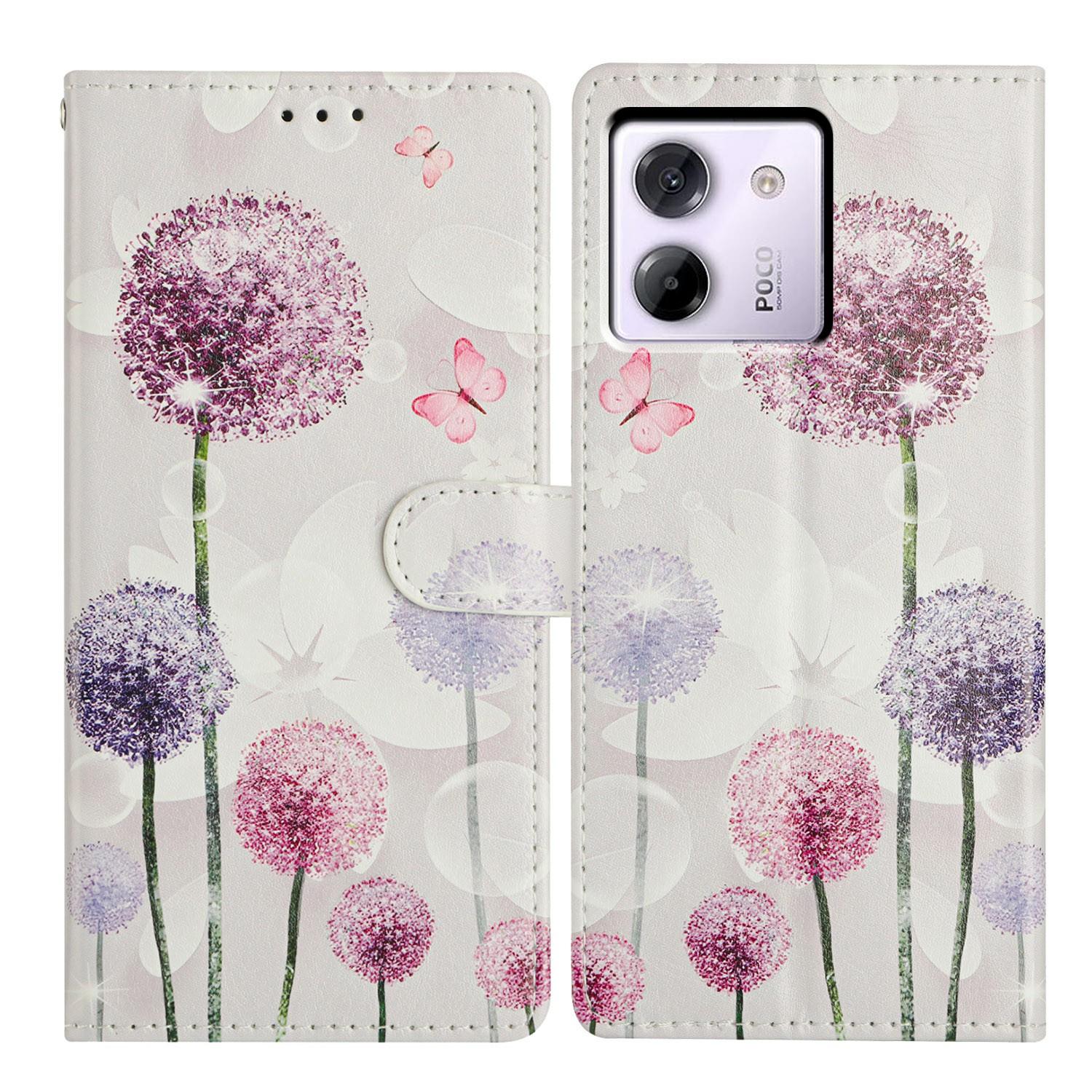 

For Xiaomi Poco M7 Pro 5G Case Pattern Printing Wallet Stand Flip Leather Phone Cover with Strap Dandelion