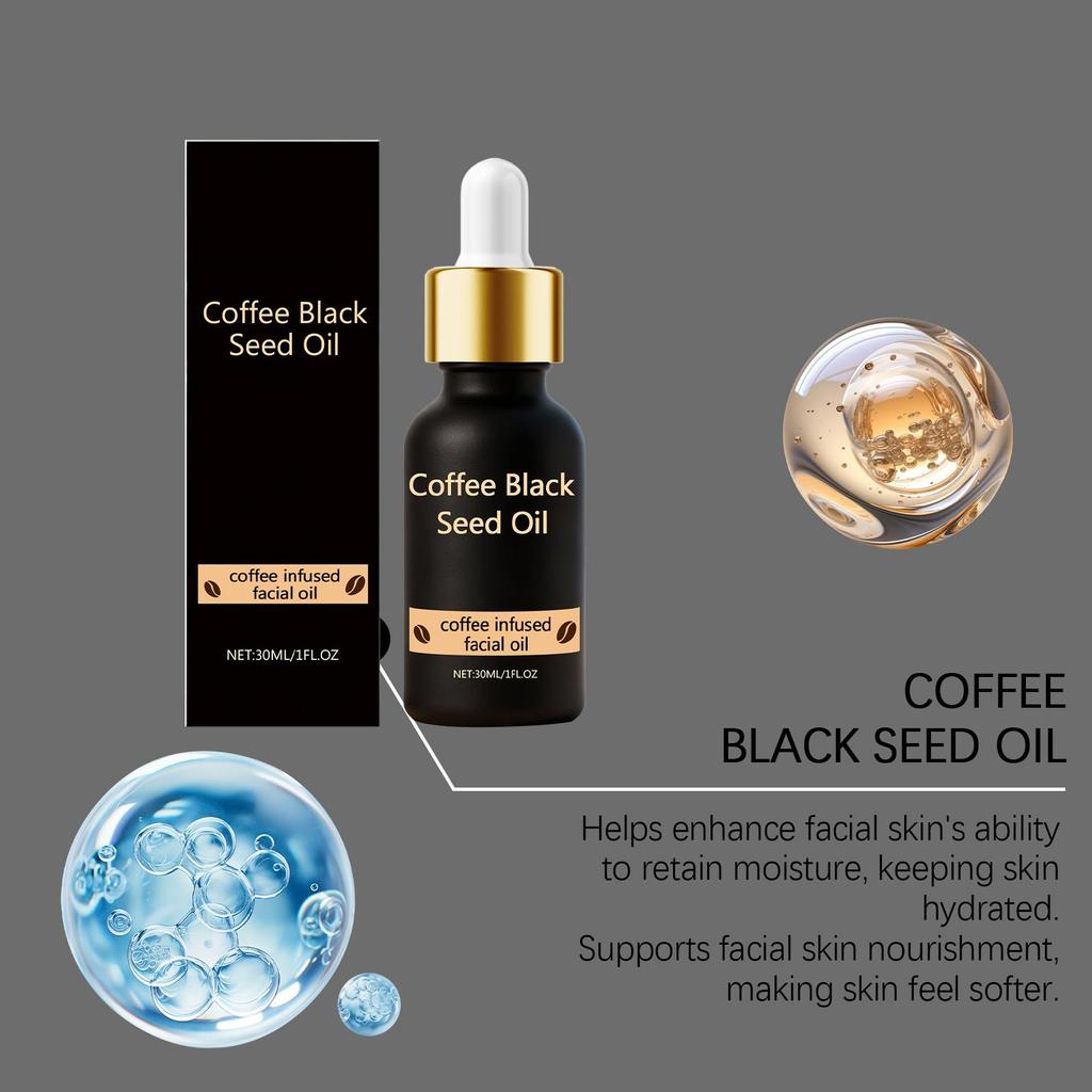Coffee Black Seed Oil Deep Hydration Face Rejuvenation Soft Smooth Skin Barrier Repair Improve Dryness Anti-Wrinkle Facial Oil