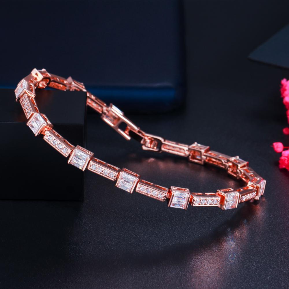 WWJ Party Jewelry Rose Golden Color Zirconia Tennis Bracelet