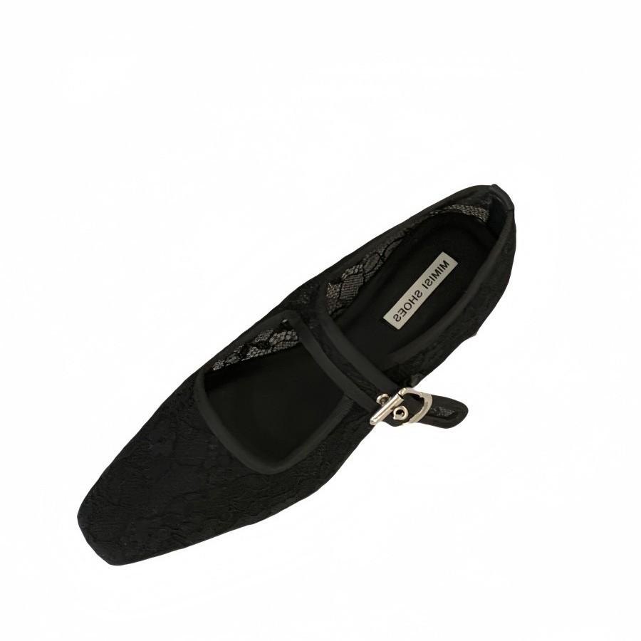 Square Head One-word Lace Niche Bag Head Sandals Women's One-pedal Mary Jane Shoes Muller Summer Shoes French New Models