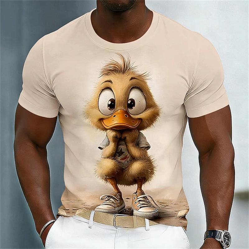 Animation Style T-Shirts Summer Fashion Short Sleeve Funny 3D Animals Printed Men Casual Loose Comfortable Breathable Soft T-shirt