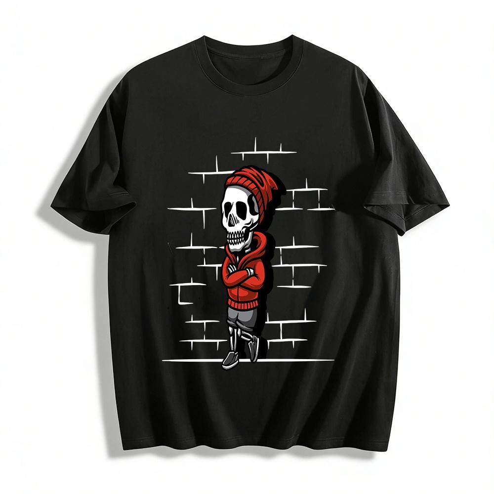 

Trendy Skull Street Style Hoodie Cool Graphic Casual Top Pure cotton T-shirt XXS