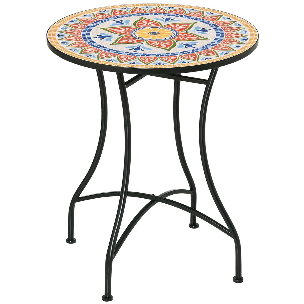 Tavolo da Patio da Esterno in Mosaico diametro 60cm - Rosso
