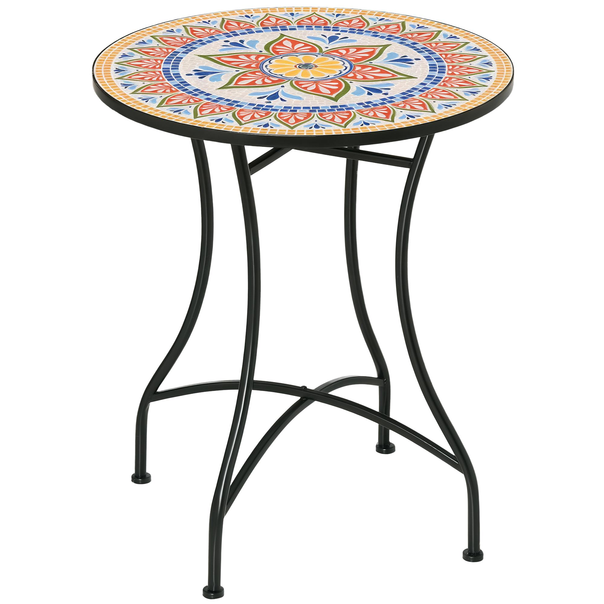 Masă de patio exterioară din mozaic, diametru 60cm - Roșu 60 x 60 x 71 cm