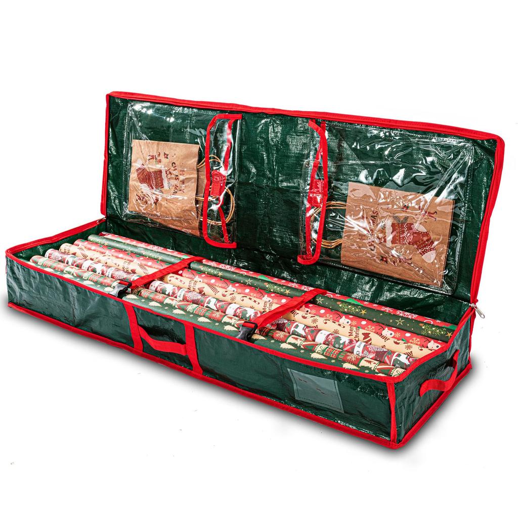 Christmas Wrapping Paper Storage Organizer 40" Durable 600D Oxford Fabric Gift Wrap Storage Bag Fits Ribbon Ornaments Holiday