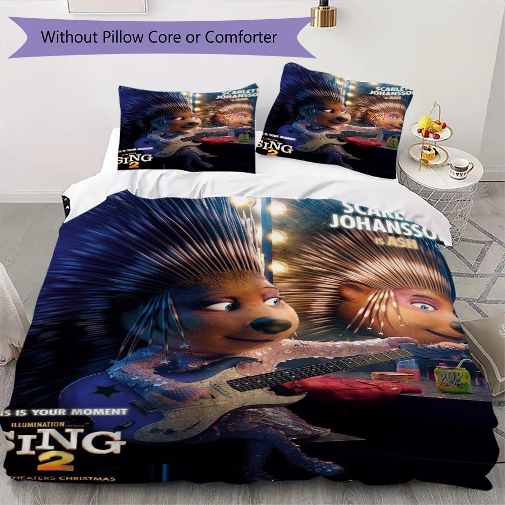 

Sing Movie Pattern Bedding uilt Set uilt Cover Pillowcase Home Decoration Birthday Gift (1 * duvet cover + 2 * pillowcase without core)162 135x200cm