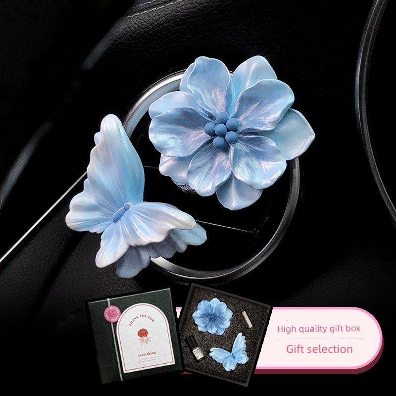 

2026 New Butterfly Car Air Freshener Perfume Car Vent Decoration for Girls Flower Car Interior Accessories Diffuser Stone Ocean Blue-Dielianhua (High-End Gift Box Set)