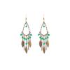 Vintage Bohemian Ethnic Style Earrings Long Green Leaf Beaded Fringed Stud Earrings Niche High-End Earrings