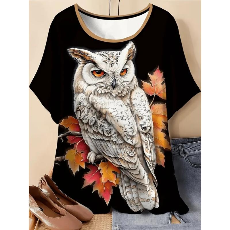 Fashion Women's Crew Neck Short Sleeve 3D Flower Color Printing Flower Short Sleeve Crew Neck T-Shirt