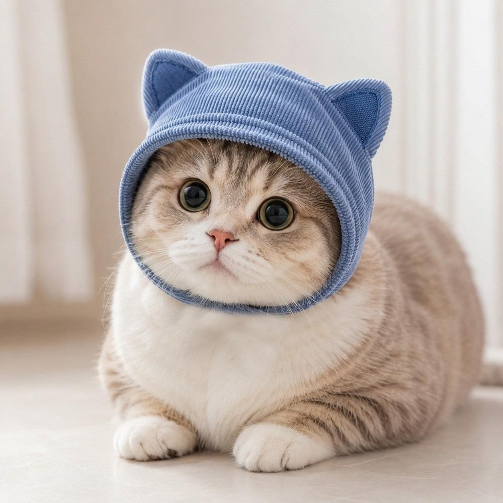 Lightweight Pet Headgear Adjustable Velcro Sun Protection Hood Cute Cat Ear Hat Outdoor Travel