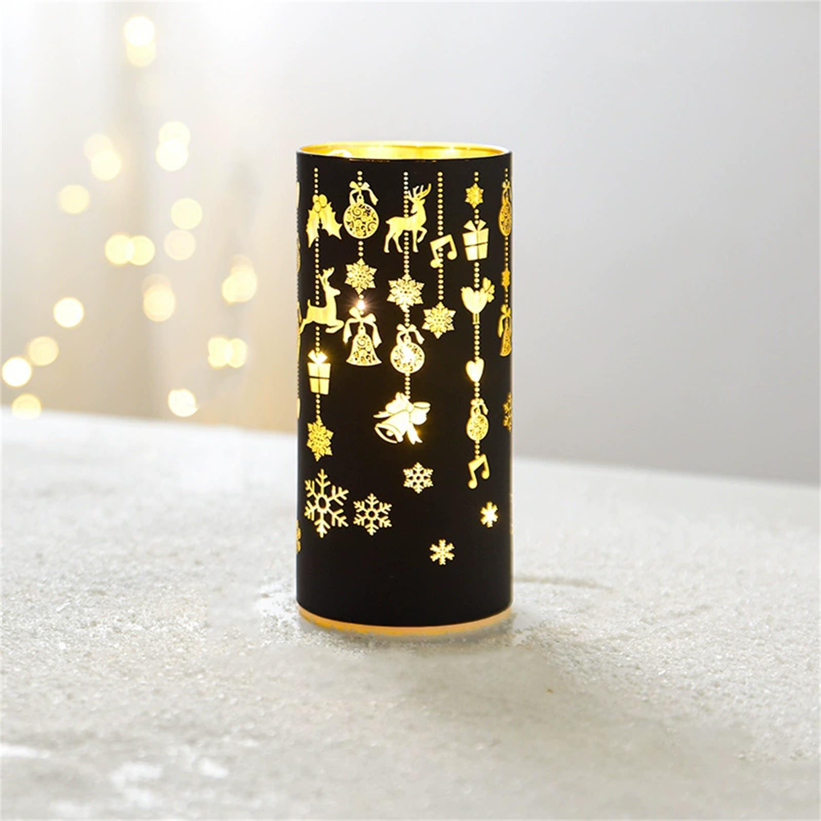 

Luminous Glass Shines On The Christmas Tree Tabletop Decoration, And The Small Christmas Tree Has Warm Lights. One Size