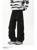 Men's Trendy Spring/Autumn Pleated Wide-Leg Overalls - Stylish, Handsome, and Casual Straight-Leg Trousers.