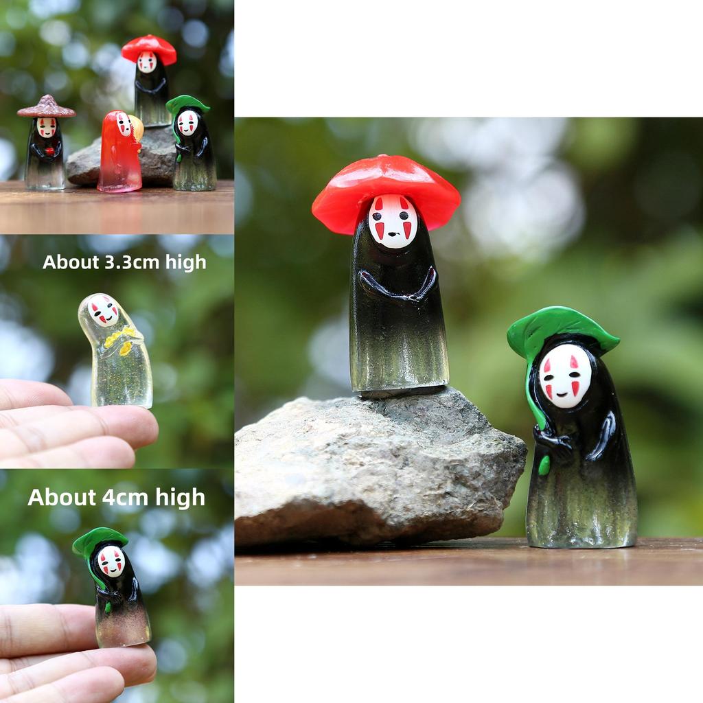 No Face Man Holding Umbrella Sitting Posture Hat Mini Model Desktop Ornament For Family Entertainment
