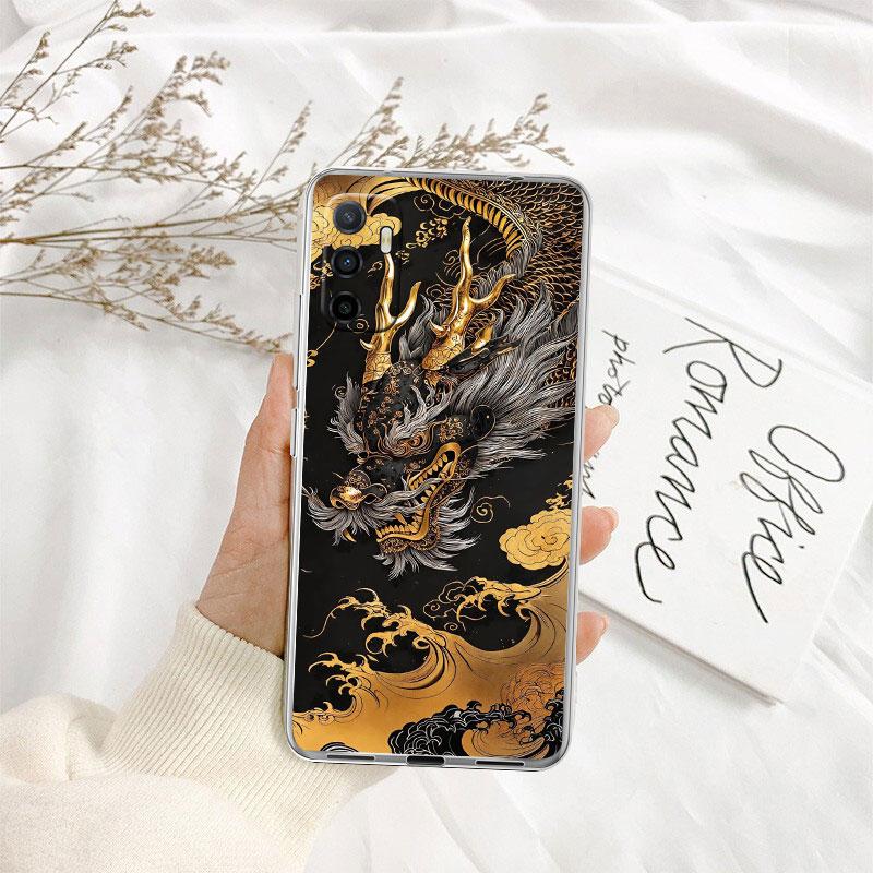 IK23 Chinese Dragon Transparent Phone Case for Motorola Moto G40 G04 G05 One Ace Action  Fusion + Plus Hyper Macro Vision Zoom