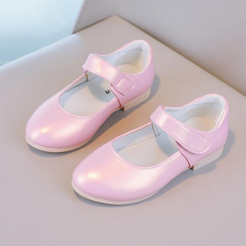 Girls PU Leather Shoes for Wedding Party Fashion Princess Kids Mary Janes Children Flats Hook & Loop Sweet Classic Cute Soft New