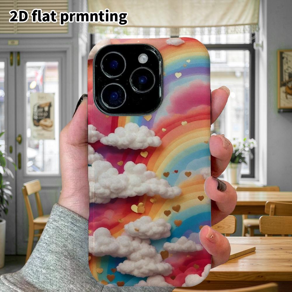 Phone Case: 2D Flat, Suitable for iPhone 18, 17, 16, 15, 14, 13, 12Pro Protective Case, Gradient Rainbow, Perfect Christmas and Halloween Holiday Gift