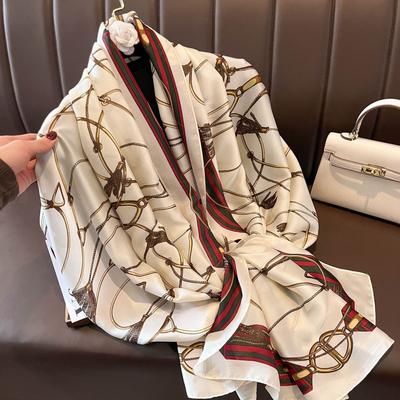 Luxury Brand Autumn and Winter Women New Style Fashion Color Matching Print Silk Scarf Lady Popular Headcloth Beach Shawl KTB