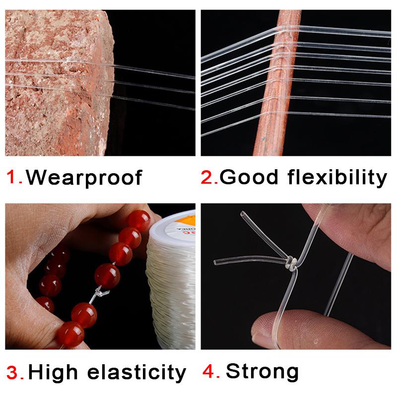 100m Starkes Elastisches Kristall-Perlenfaden-Kordel Schmuckherstellung Halskette Armband DIY Perlen-Schnur Dehnbar Dicke 0,4-1mm