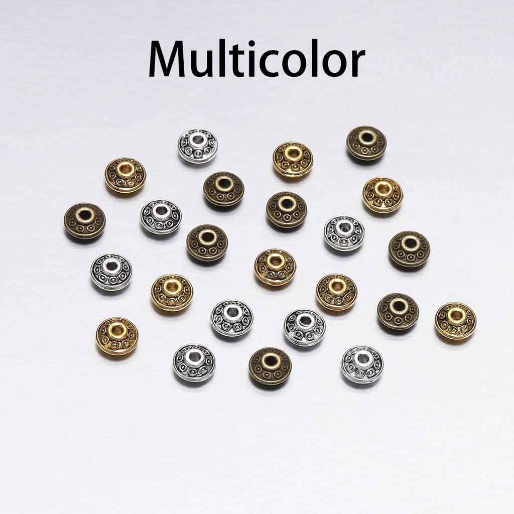 50 stücke 6mm Legierung Muster Spacer Perlen Gemischte Antike UFO Spacer Lose Metall Perlen Für Schmuck Machen Diy Zubehör großhandel