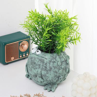 Cartoon Frog Flower Container Resin Cute Frog Succulent Pot Small Frog Planter Ornament for Home Decoration