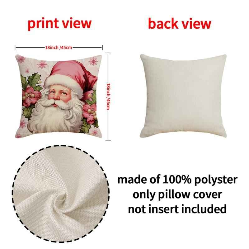 Christmas 45cm Pink Christmas Peach Skin Pillow Cover Pink Santa Claus Xmas Snowman Pillow Case Merry Christmas Decor for Home