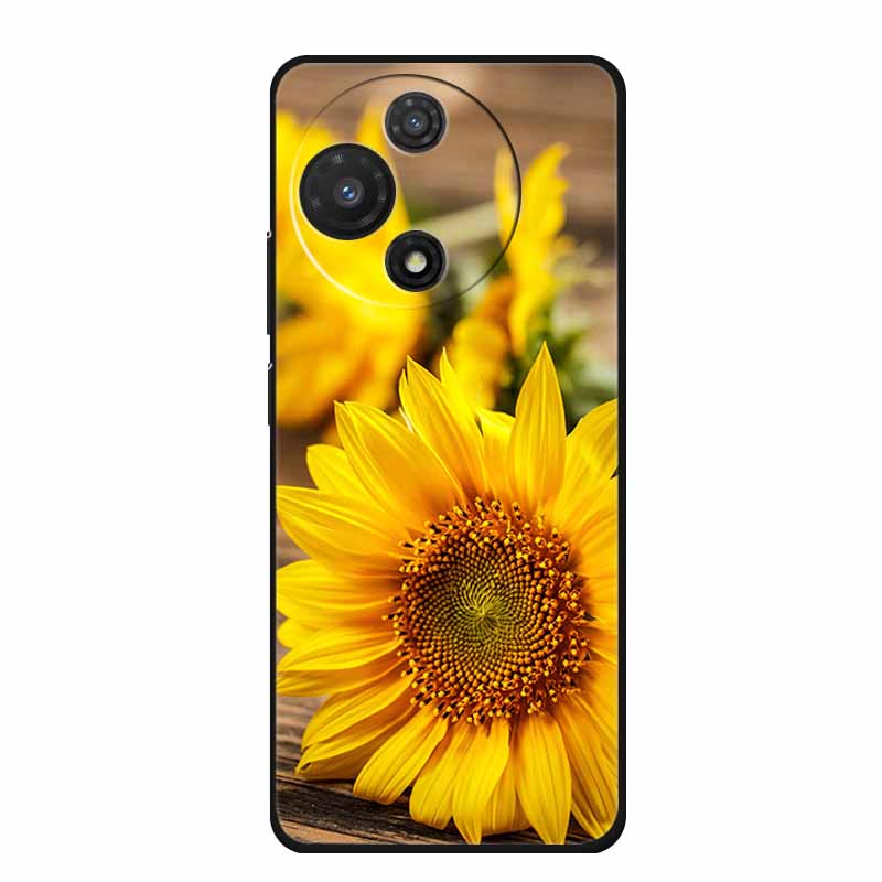 For TCL 605 Case Fashion Flower Protective Black Silicone Soft TPU Back Cover Case For TCL 60 5G 60 SE Case 60SE Coque Funda Bag