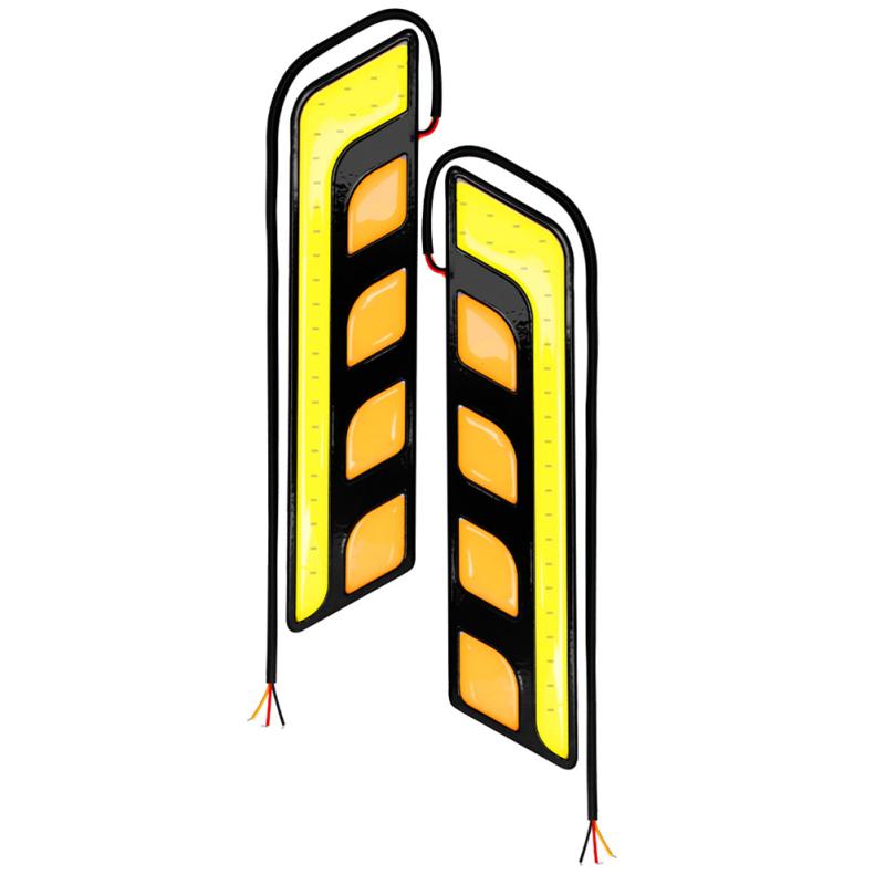 

1 Пара Автомобільних Денних Ходових Вогнів Поворотник COB Висока Яскравість Водонепроникні 3.5CM X 14.3CM