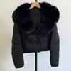 Women's Short Winter Faux Fur Collar Duck Down Jacket