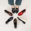 Retro Patent Leather Tassel Loafers with Metal Buckle - Women's British Style Slip-on Flats (Low Heel)