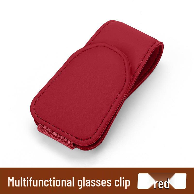 Multifunctional Car Visor Clip and Card Holder with Microfiber Leather
