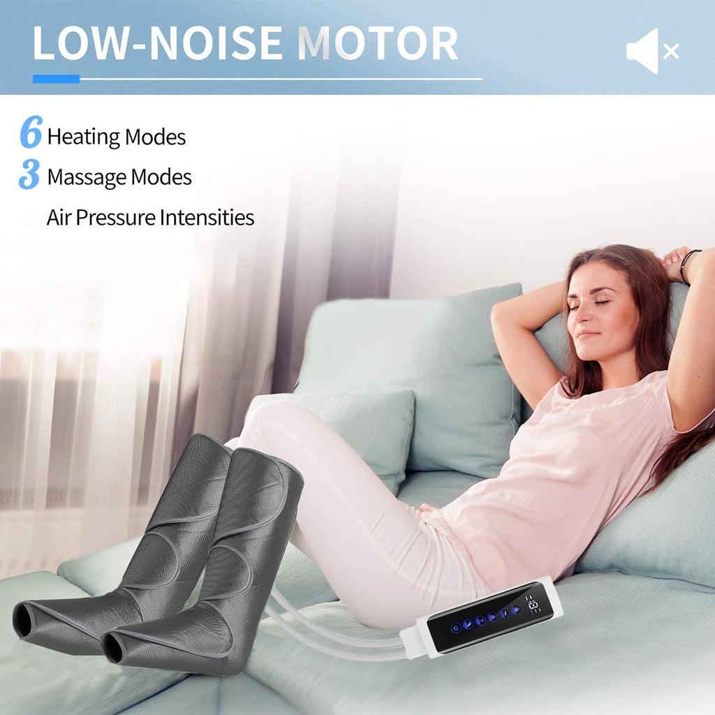 24W 6 Modes  Air Compression Leg Massager Heated for Foot and Calf Thigh Circulation with Handheld Controller 3 Intensities