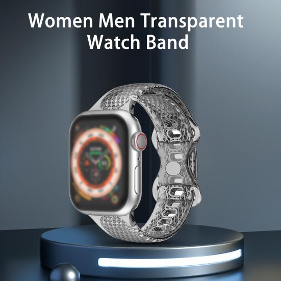 

Регулируемая пряжка, однотонный удобный ремешок для умных часов, прозрачный ремешок для часов с ромбовидной текстурой для Apple Watch34567/8se Ultra