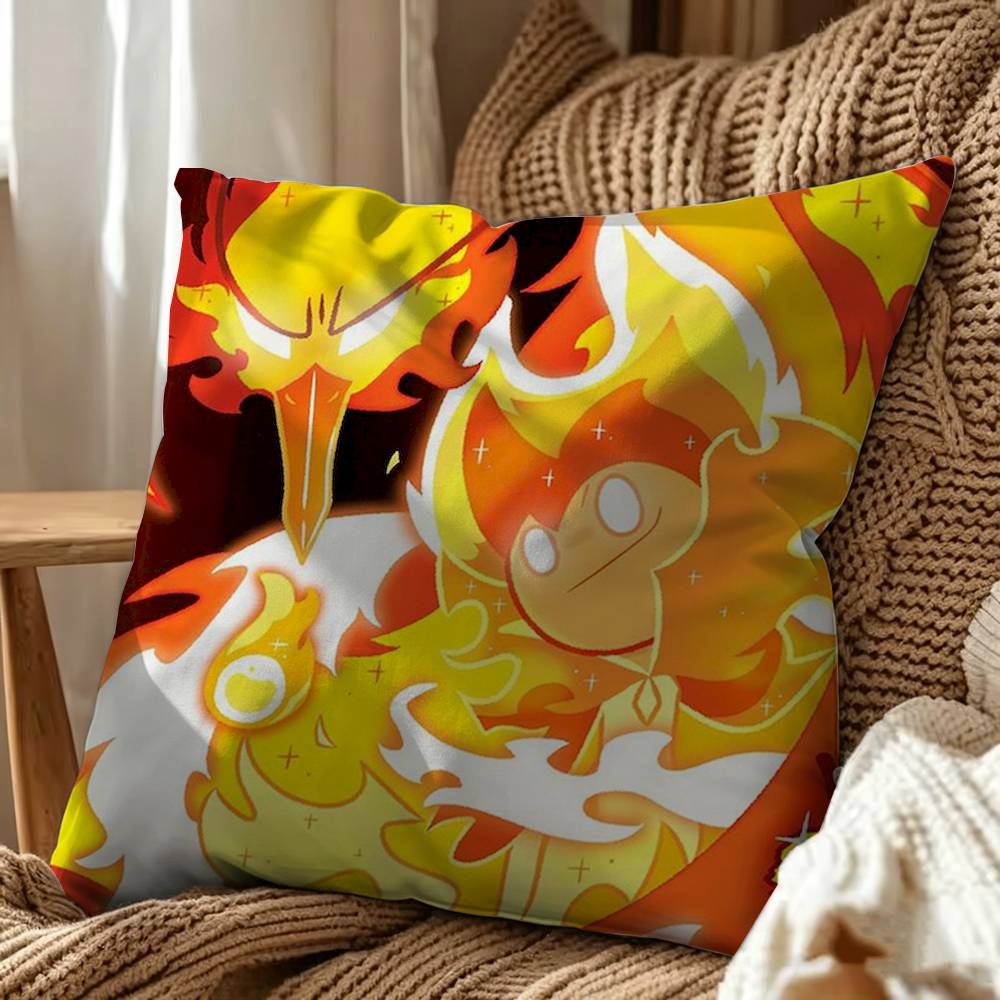 Fire S-Spirit Cookie Run Square Double-Sided Printed Pillow Case Sofa Cushion Cover Bedroom Bedside Decor