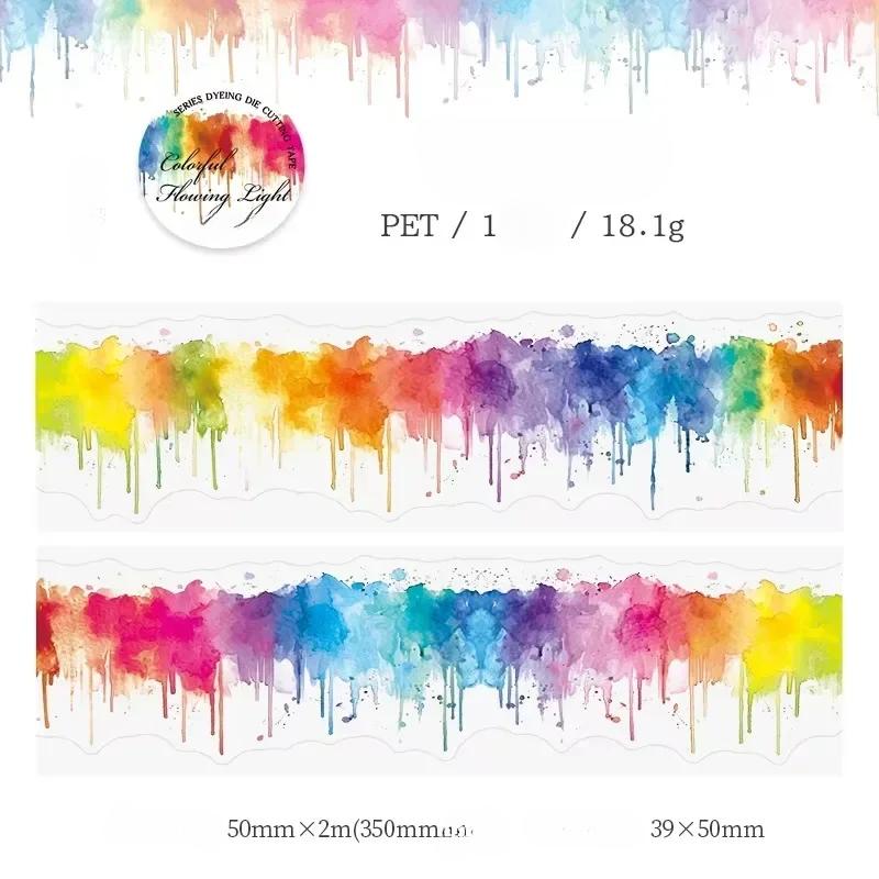 

6 стилей Эстетическая цветная размытая лента Серия «Радужное сияние» Используется для DIY-украшения Скрапбукинговая лента Лента для украшения журнала