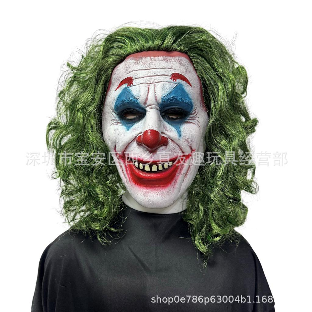 20204New Batman Jack Mask Joker Mask Halloween Clown Mask Green Hair Latex Headgear