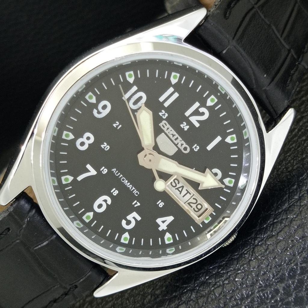 

JAPAN VINTAGE REFURBISHED SEIKO 5 AUTOMATIC 6309A MENS BLACK WATCH a441682-1 Sk-a441682