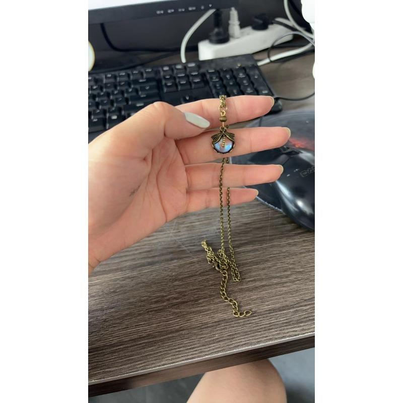 Creative Vintage Dragonfly Green Crystal Ladies Pendant Necklace Personality Party Bohemian Jewelry